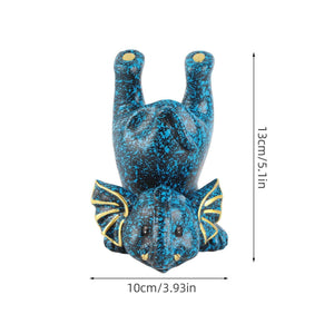Creative Attraction Small Elephant glasses holder in blue and black speckled resin, with gold-trimmed ears and feet