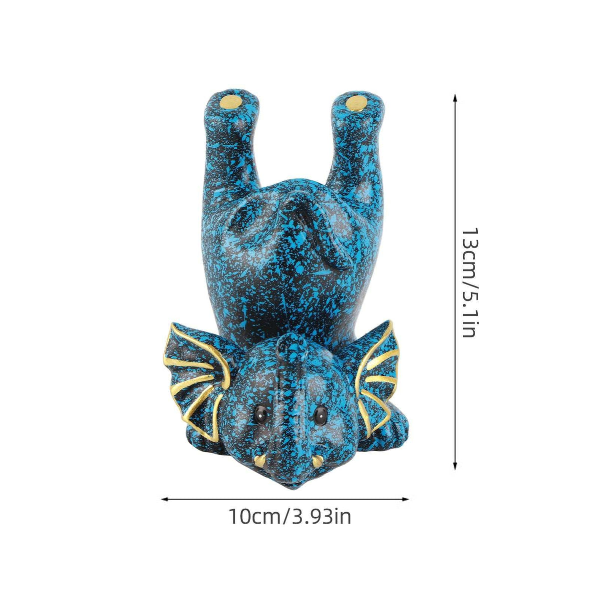 Creative Attraction Small Elephant glasses holder in blue and black speckled resin, with gold-trimmed ears and feet