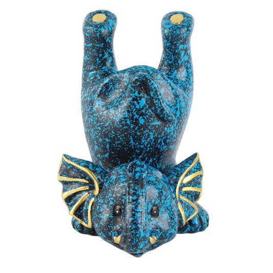 Creative Attraction Small Elephant blue resin elephant glasses holder with black speckled pattern and gold accents