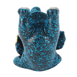 Creative Attraction Small Elephant glasses holder in dark blue resin with bright turquoise speckles and a sculpted elephant design