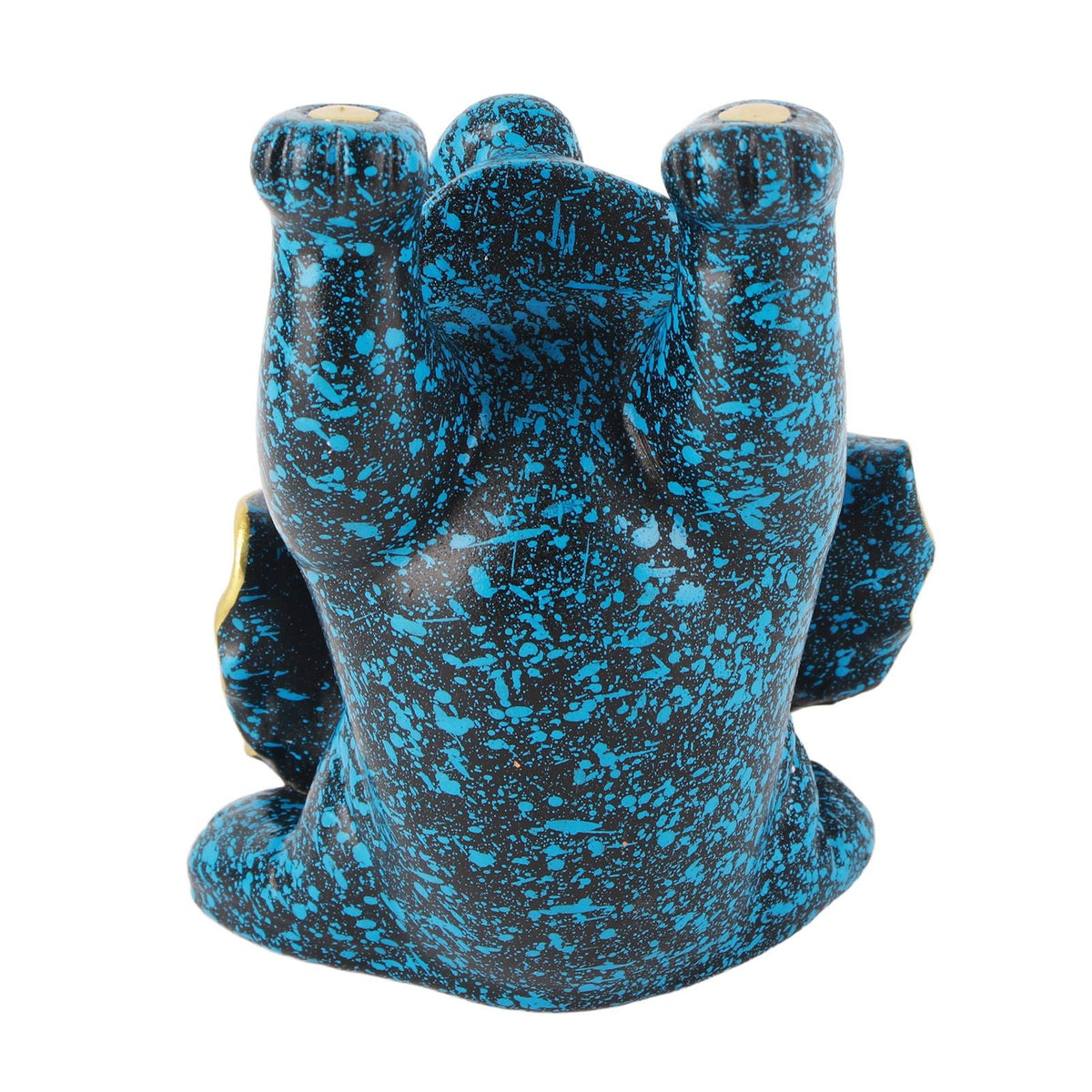 Creative Attraction Small Elephant glasses holder in dark blue resin with bright turquoise speckles and a sculpted elephant design
