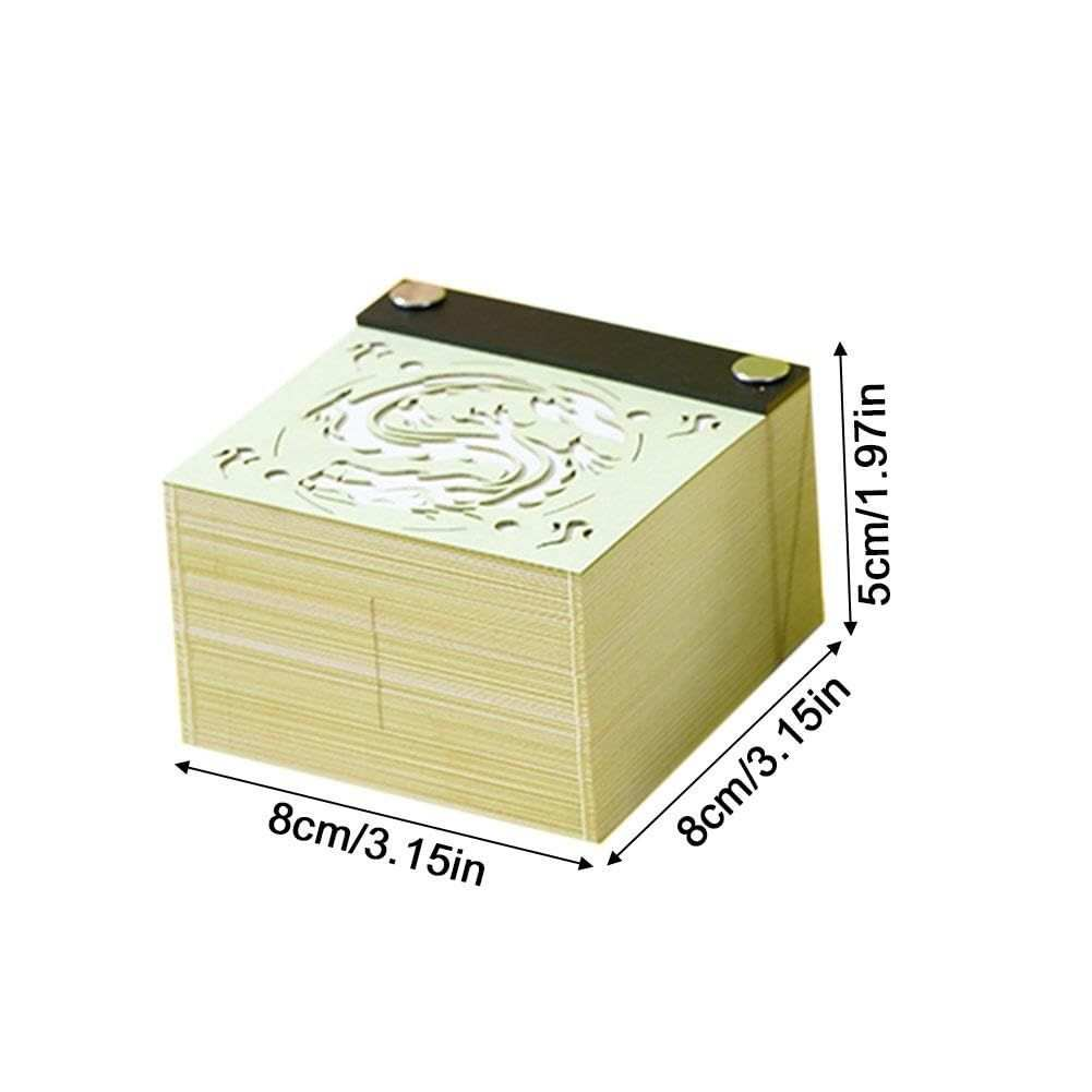 Cute Animal Model Dragon paper sculpture notepad with stacked cream pages and an engraved dragon design on top