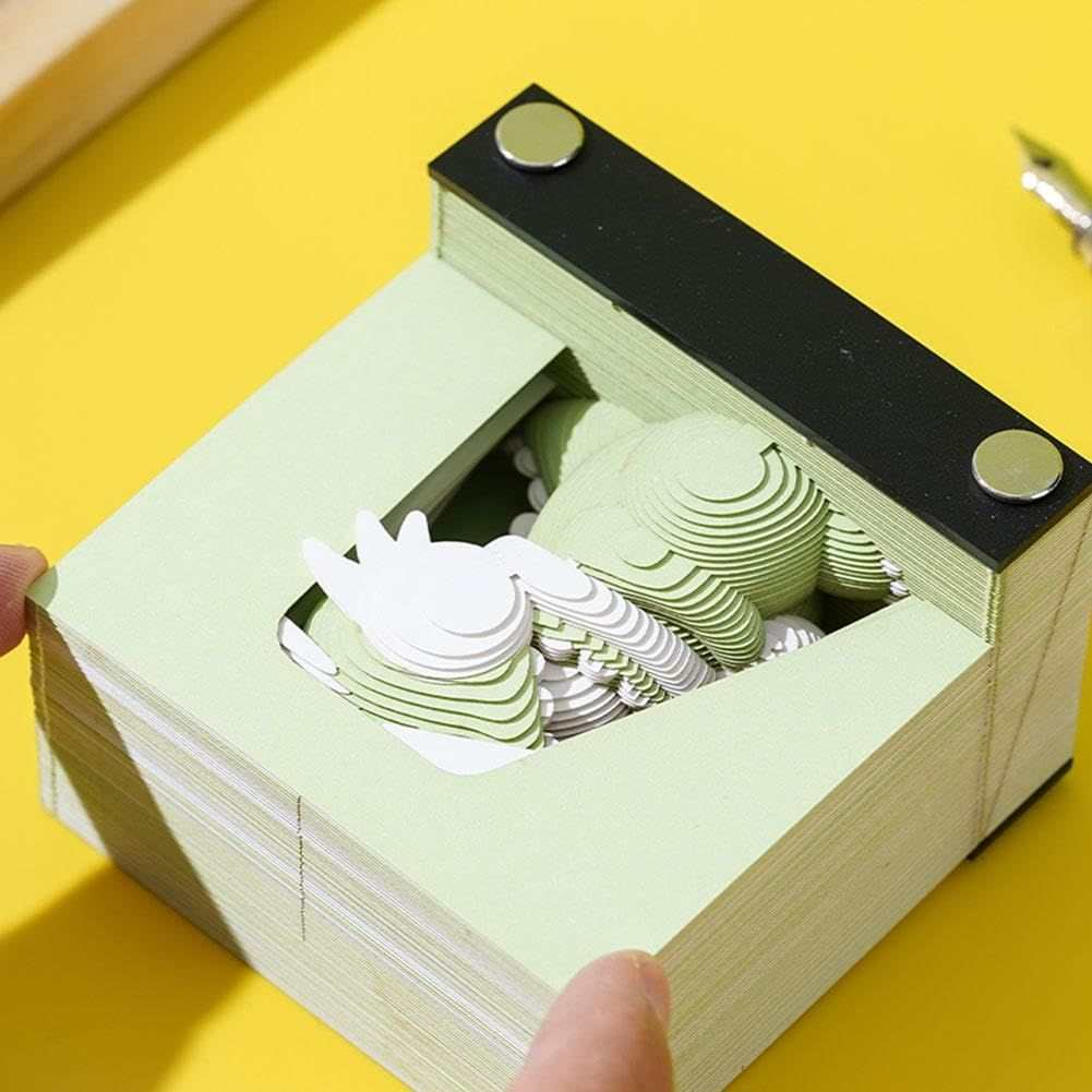 Cute Animal Model Dragon paper sculpture notepad with pale green layered pages and a white dragon shape emerging from the stack