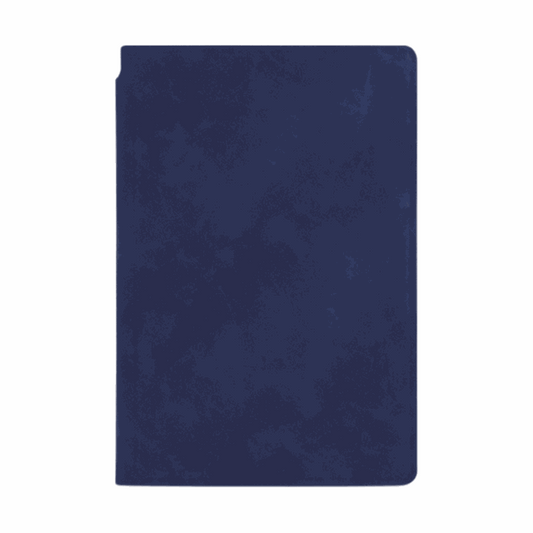 Reusable whiteboard notebook with a dark blue PU leather cover, smooth plain finish and rounded corners; Dark Blue A4