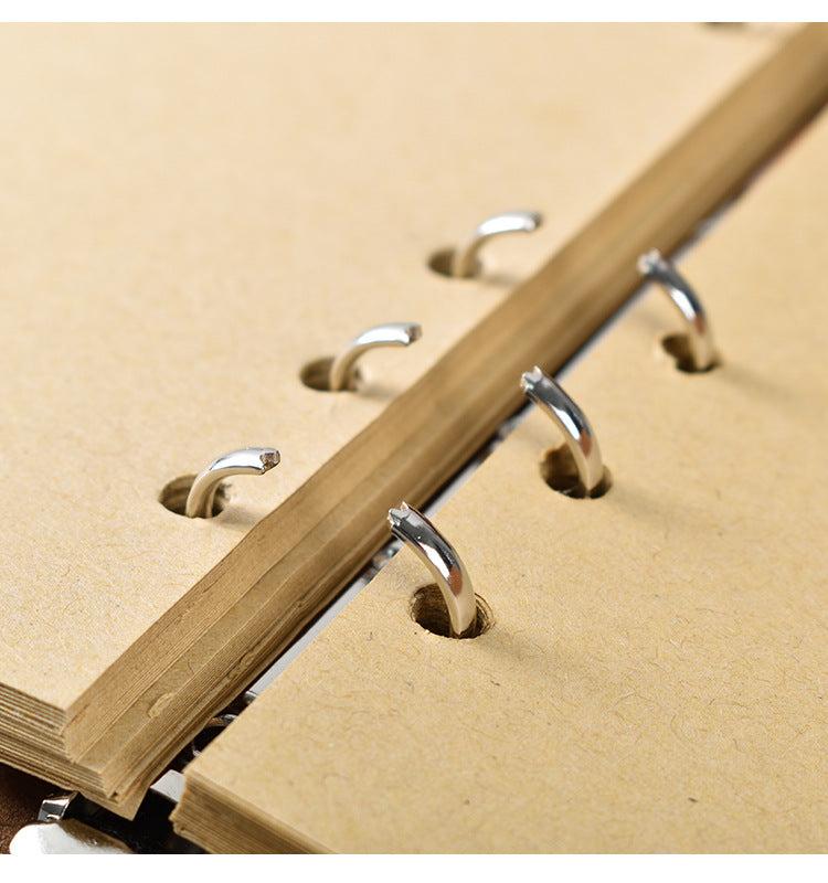Dark Brown Vintage A5 refillable journal with thick blank paper and shiny metal ring binding