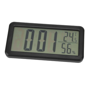 Digital Alarm Clock with a black ABS rectangular case and LCD showing time, temperature and humidity readings