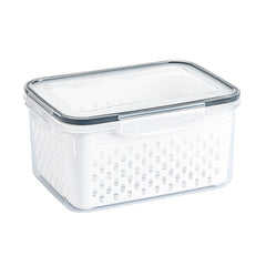 Drain Storage Basket Box – 850ml Transparent Fruit & Vegetable Container with Quick-Drain Design