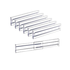 Acrylic Drawer Dividers – Adjustable Expandable Organisers, 6-Pack (Clear)