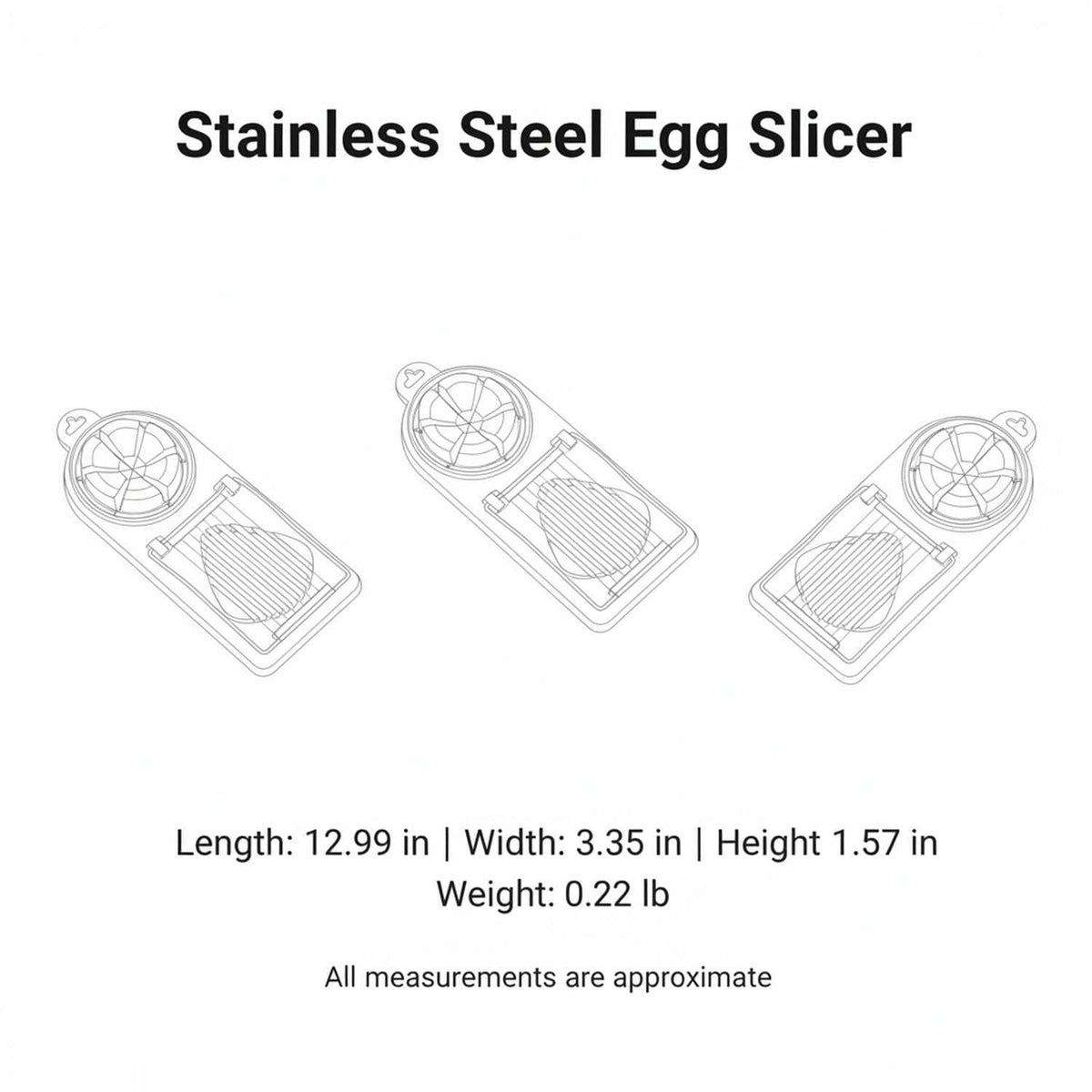 Egg Slicer Vertical Cut in light-colored plastic with stainless steel wire blades and a round flower-cutting insert.