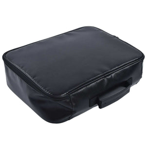 Fireproof Document Bag in black with a smooth, zip-around rectangular case and sturdy carry handle