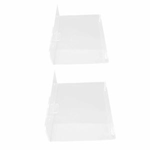 Floating Shelf set of two clear acrylic wall-mounted display shelves with raised side lips and a sleek transparent design