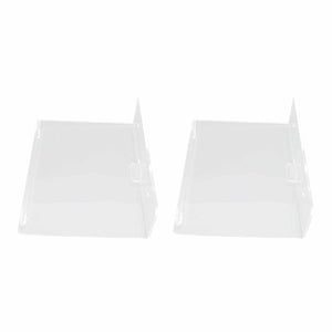 Floating Shelf pair of clear acrylic wall-mounted display shelves with angled side supports and raised front lips