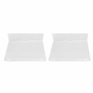 Floating Shelf two clear acrylic wall shelves with smooth surfaces, screw holes and compact rectangular mounting plates