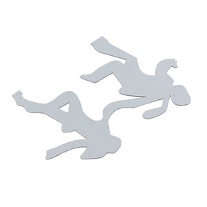Floating Shelf Toilet Paper Holder focus keyword conflicts with the image, which shows two flat silver metal cutout shapes.