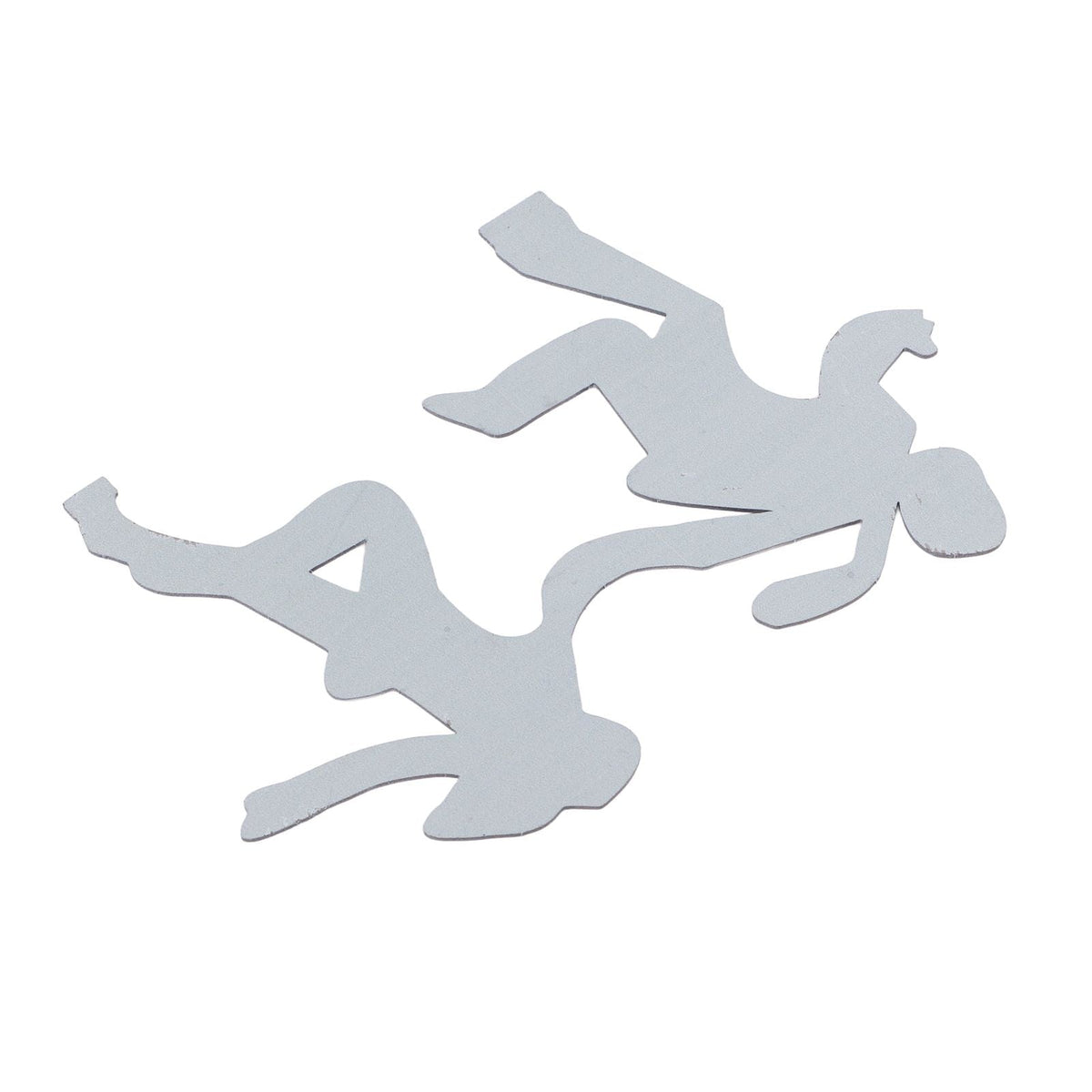 Floating Shelf Toilet Paper Holder focus keyword conflicts with the image, which shows two flat silver metal cutout shapes.
