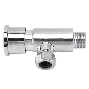 Flush Valve with Hand Push Button in polished silver metal, featuring a cylindrical body, wide push cap and threaded fitting.