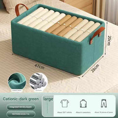 Foldable Fabric Storage Bins – 26L Steel Frame Closet Organisers with Handles, 2-Pack (Green)