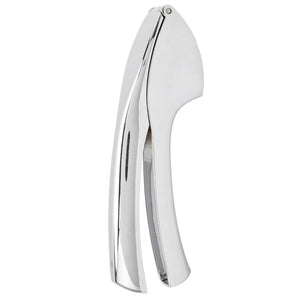 Garlic Press Zinc Alloy with a polished silver-tone metal body, curved ergonomic handles and a compact hinged design