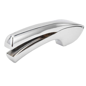 Garlic Press Zinc Alloy in polished silver metal, featuring a smooth ergonomic handle and curved pressing chamber.