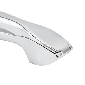 Garlic Press Zinc Alloy in polished silver metal, with a smooth ergonomic handle and hinged pressing head