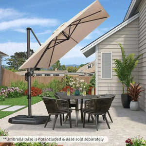 Grey Patio Cantilever Outdoor Umbrella with a light grey canopy, dark metal frame and adjustable angled design