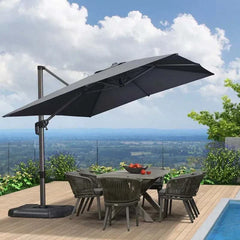 Grey Patio Cantilever Umbrella 2.7 x 3.5m – 360° Rotation