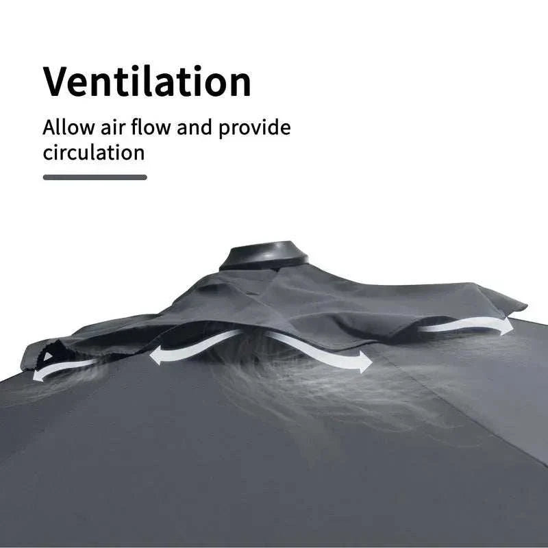 Grey Patio Cantilever Umbrella with dark grey fabric canopy and raised ventilation hood for airflow