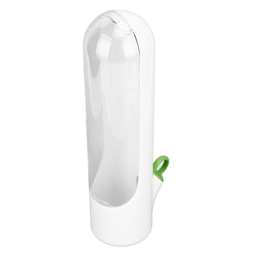 Herb Keeper Herb Storage Container, clear plastic capsule with a white base and small green side tab