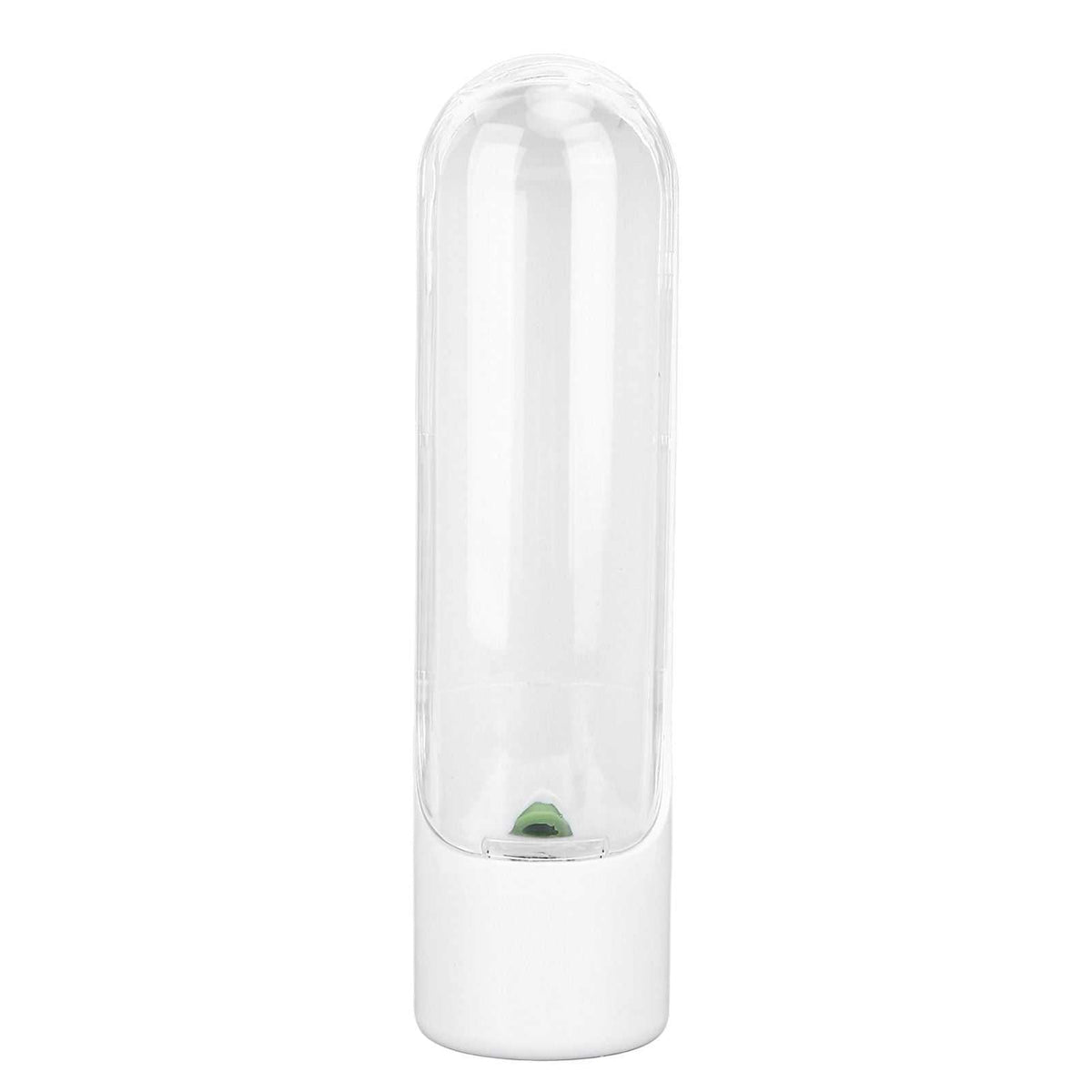 Herb Keeper Herb Storage Container in clear plastic with a white base and domed shell, holding a small green herb leaf