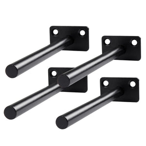 Hidden Floating Shelf Bracket set of four black metal concealed supports with round rods and rectangular plates