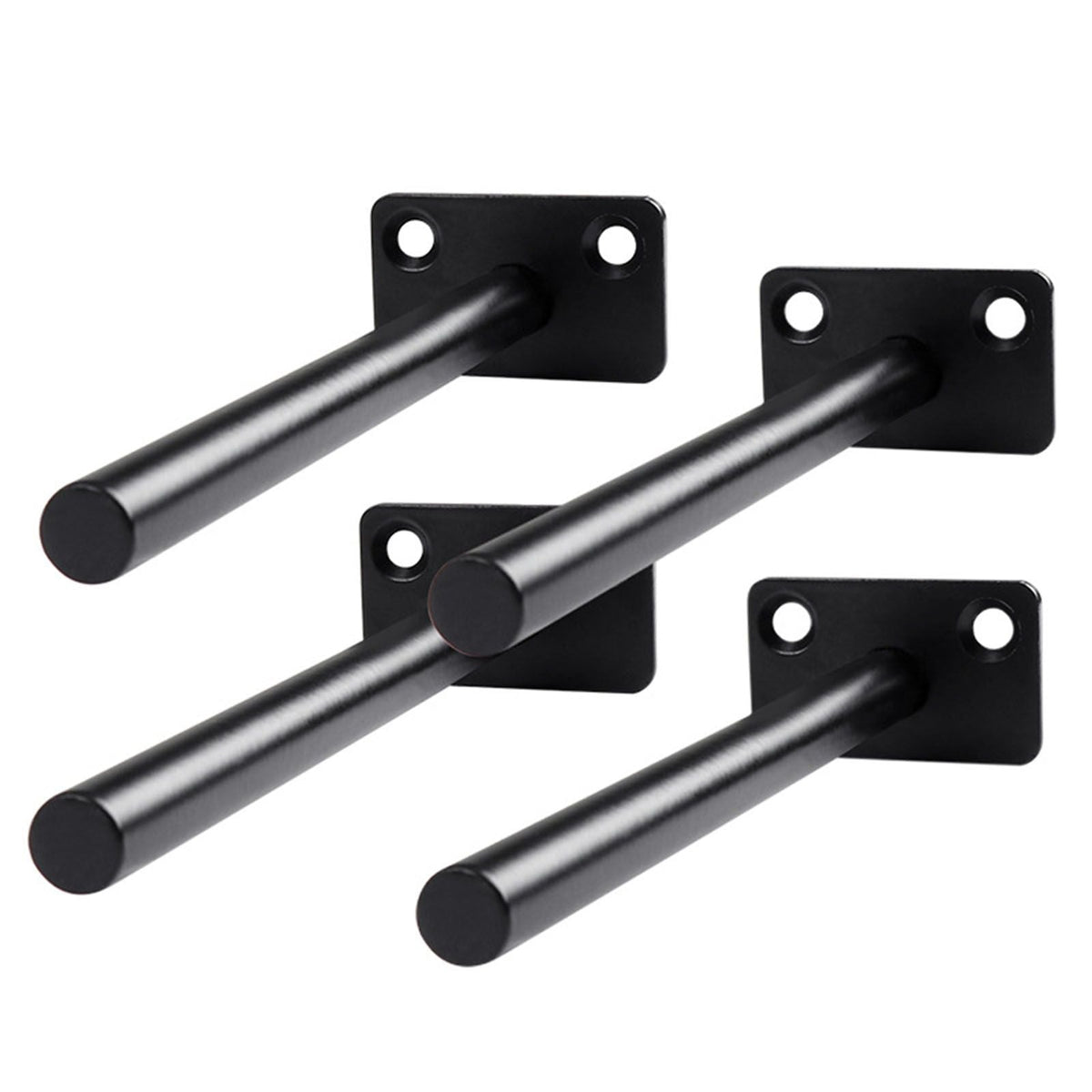 Hidden Floating Shelf Bracket set of four black metal concealed supports with round rods and rectangular plates
