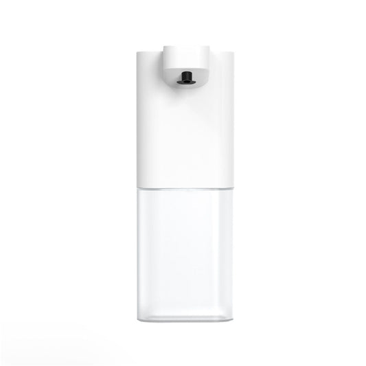 Infrared Automatic Sensor Soap Dispenser in white ABS plastic with a clear refillable bottle and black sensor nozzle