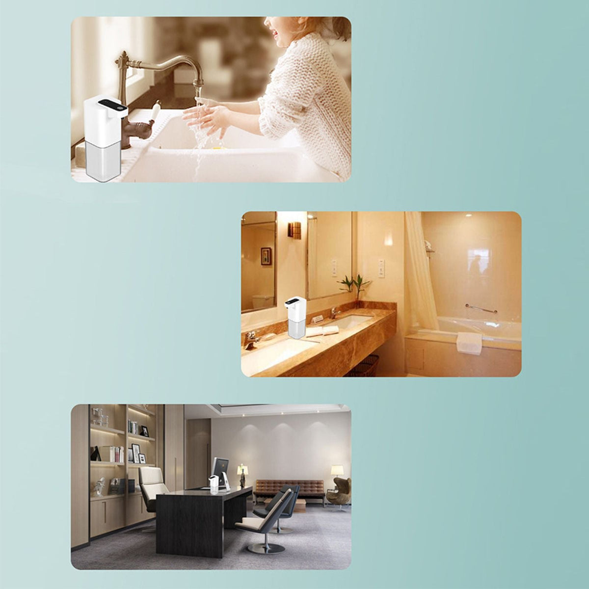 Infrared Automatic Sensor Soap Dispenser in white ABS plastic with a black sensor top and compact touchless design