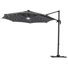 Instahut Outdoor Umbrella 3m Solar LED Offset Cantilever Patio Parasol Charcoal