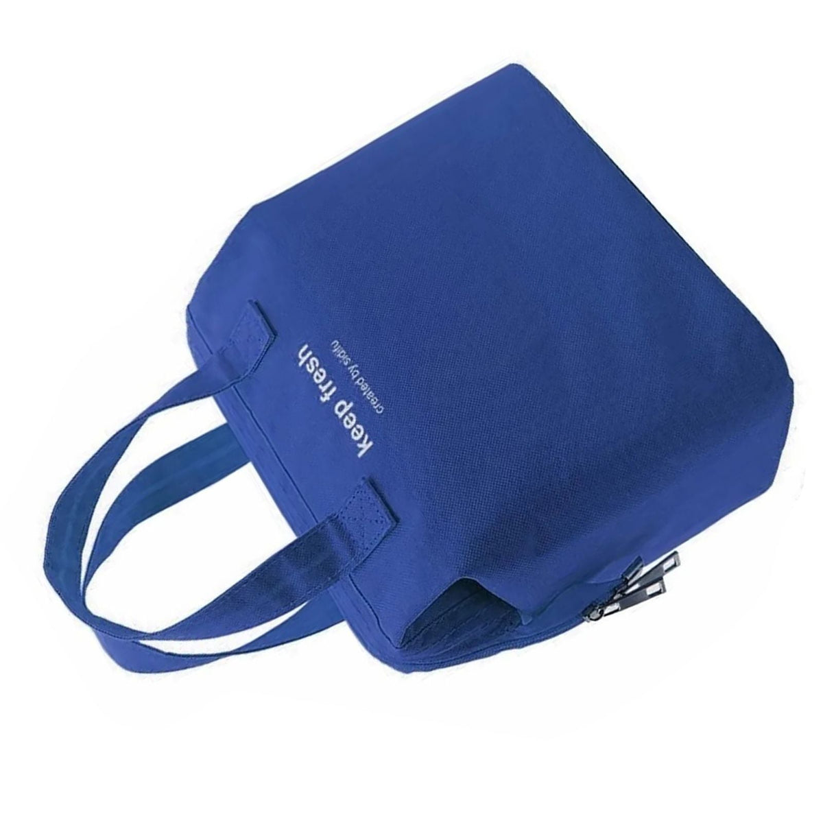 Insulated Lunch Bag in royal blue Oxford cloth with a solid finish, twin carry handles and a metal zipper