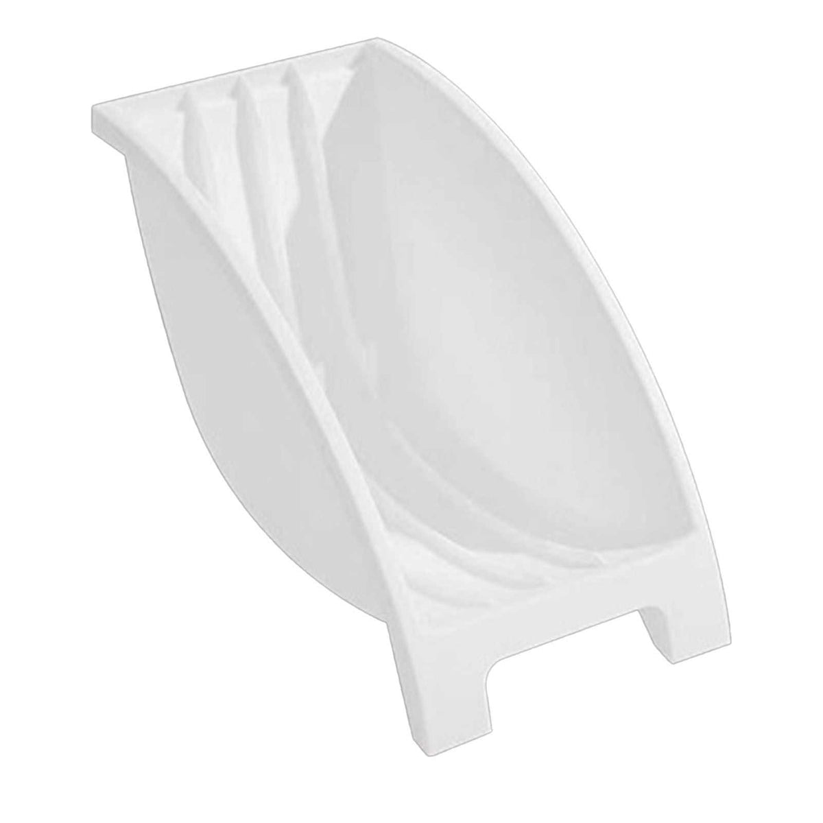Japanese Kitchen Dish rack in white plastic with a curved upright holder and molded supporting feet