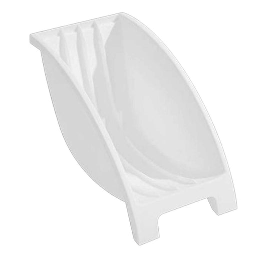 Japanese Kitchen Dish rack in white plastic with a curved upright holder and molded supporting feet