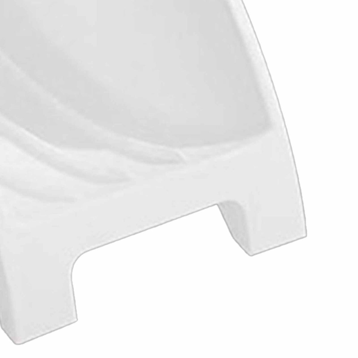 Japanese Kitchen Dish rack in white plastic, with a curved upright frame and broad base for holding dishes