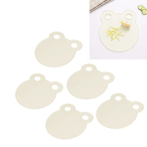 Kitchen Cutting Board set of beige, smooth plastic mini boards with rounded shapes and two hanging holes each