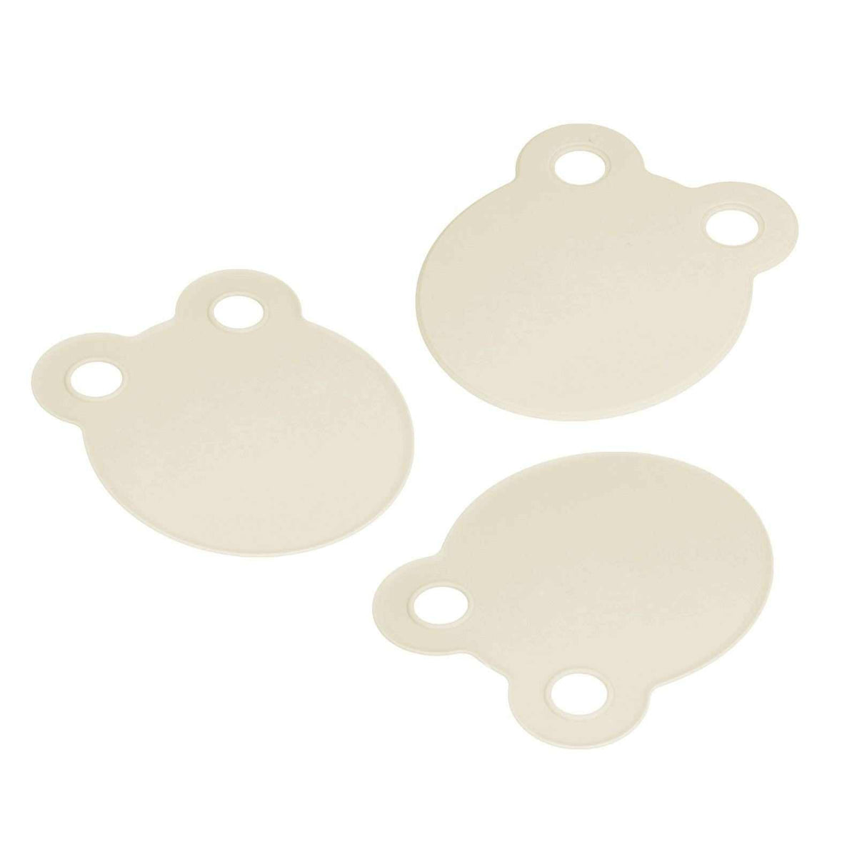 Kitchen Cutting Board in a beige PP material with a smooth oval shape, rounded handles, and two hang holes