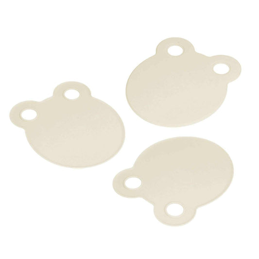 Kitchen Cutting Board in a beige PP material with a smooth oval shape, rounded handles, and two hang holes