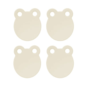 Kitchen Cutting Board set of four visible beige polypropylene boards with smooth round shapes and two hanging holes each