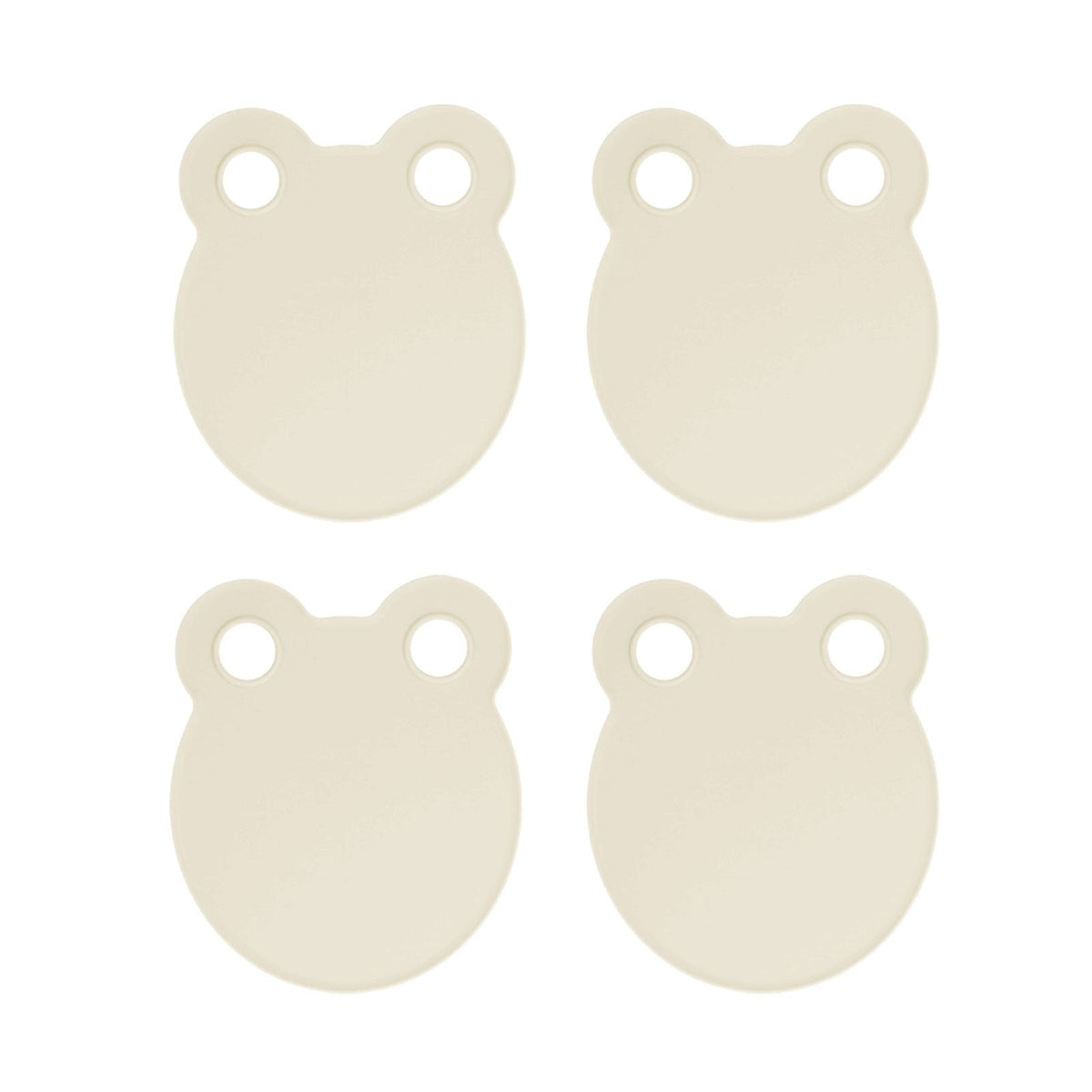 Kitchen Cutting Board set of four visible beige polypropylene boards with smooth round shapes and two hanging holes each