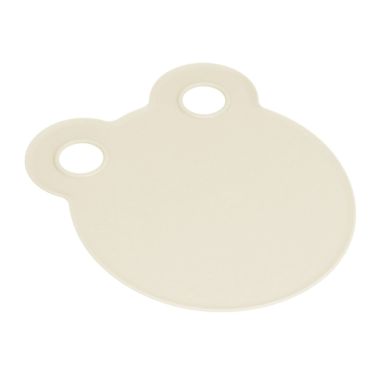 Kitchen Cutting Board in beige, with a smooth rounded shape and two circular hang holes for easy storage.