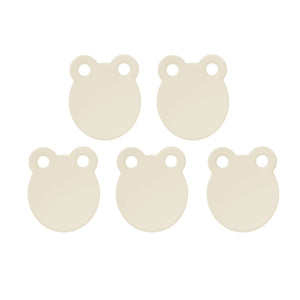 Kitchen Cutting Board set of five cream plastic boards with rounded shapes and two small circular hanging holes.