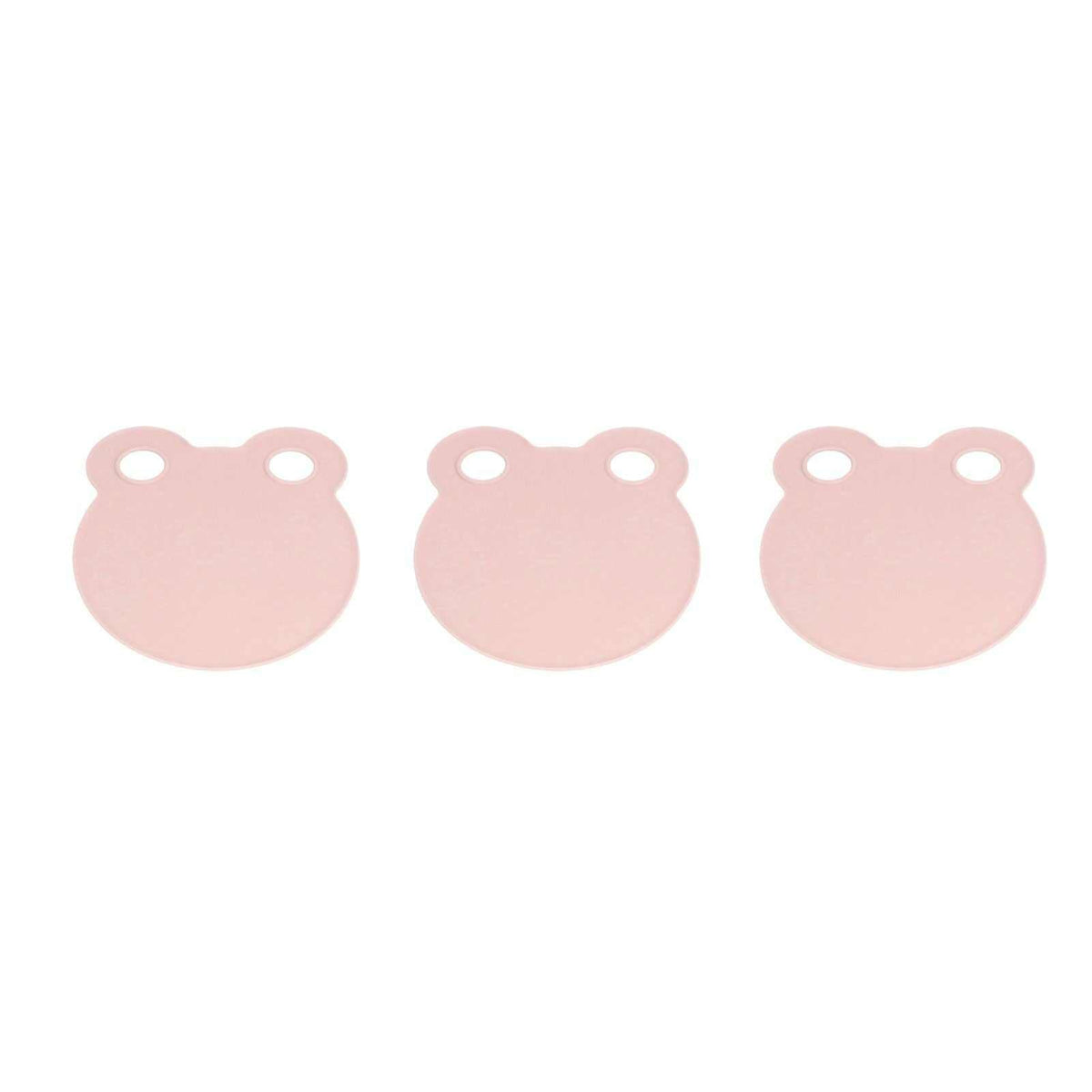 Kitchen Cutting Board set of three pale pink plastic boards with rounded bodies and two small hanging holes each