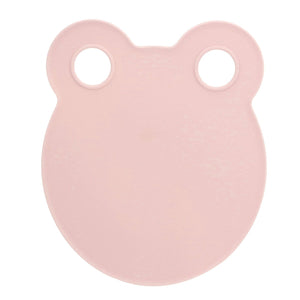 Kitchen Cutting Board in pale pink polypropylene with a smooth, rounded bear-shaped design and two circular ear openings