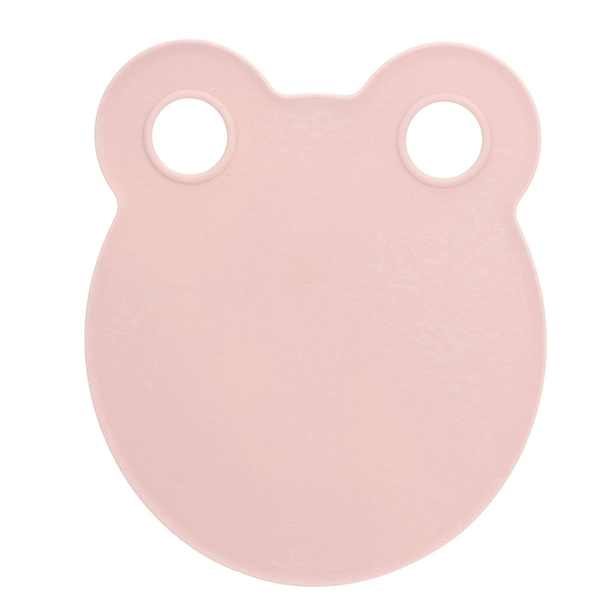 Kitchen Cutting Board in pale pink polypropylene with a smooth, rounded bear-shaped design and two circular ear openings