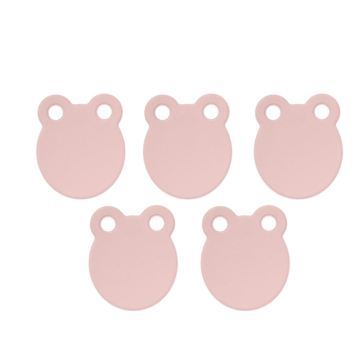 Kitchen Cutting Board set of five pale pink plastic boards with rounded shapes and two circular holes along each top edge