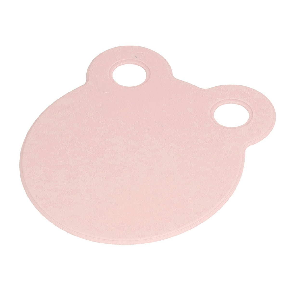 Kitchen Cutting Board in pale pink polypropylene with a smooth rounded shape and two integrated hanging holes